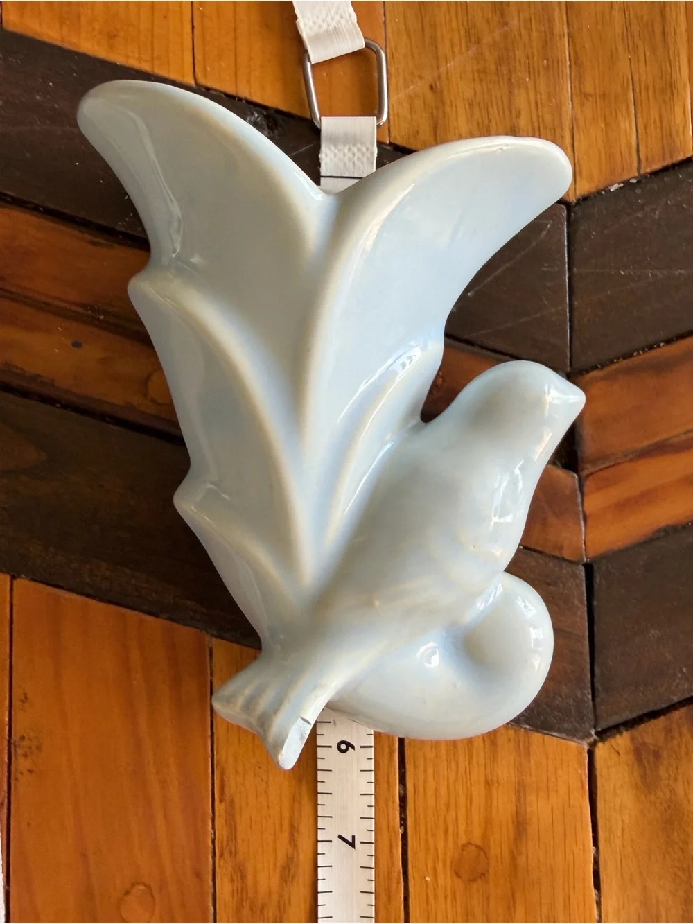 Vintage Ceramic Bird Wall Pocket in Light Blue